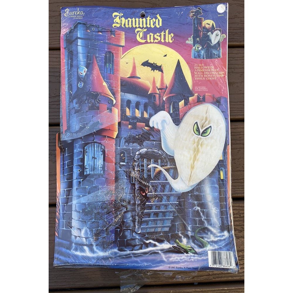 Vintage Eureka Haunted House Castle Ghost Diecut Halloween Wall Decor 3D NEW